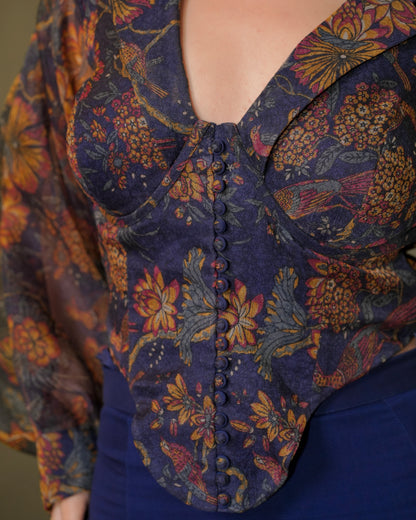 Signature Indigo Lapelled Blouse
