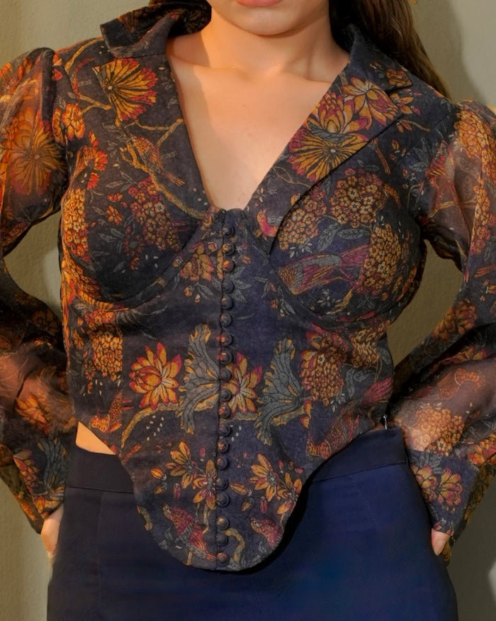 Signature Indigo Lapelled Blouse