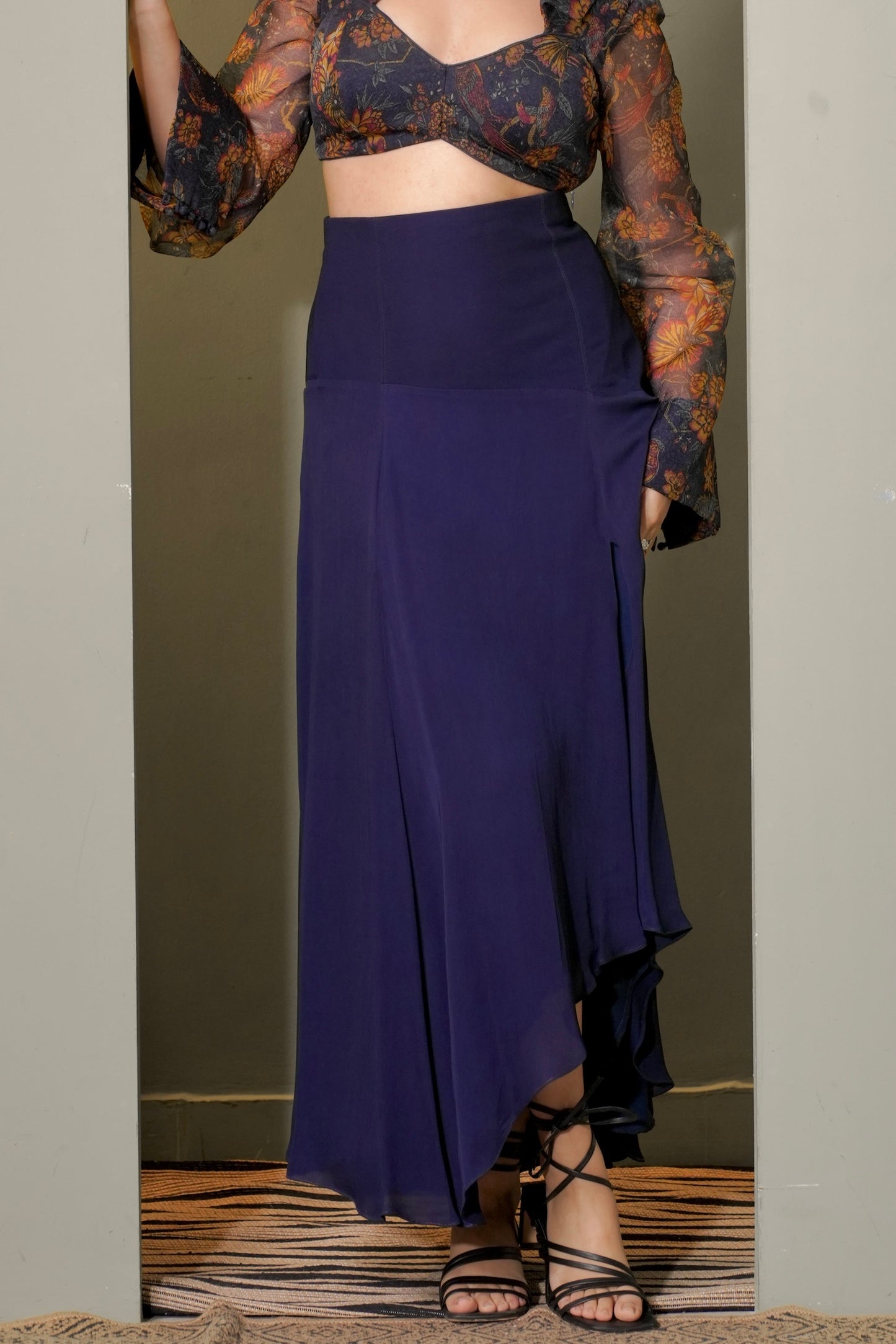 Signature Indigo Asymmetric Skirt