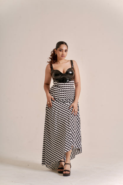 Opium Asymmetric Printed Skirt